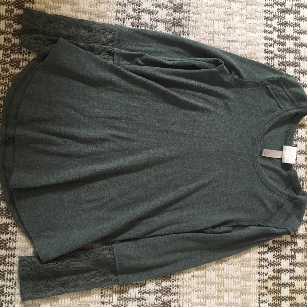 Knox rose long sleeve green/blue shirt with lace